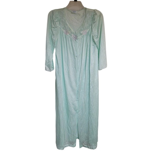 lorraine Other - Vtg Lorraine Nightgown Large, Button Down Blue Floral Embroidered grannycore EUC